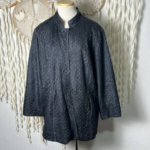 Eileen Fisher Women Gray Tussah Silk Jacket 1X